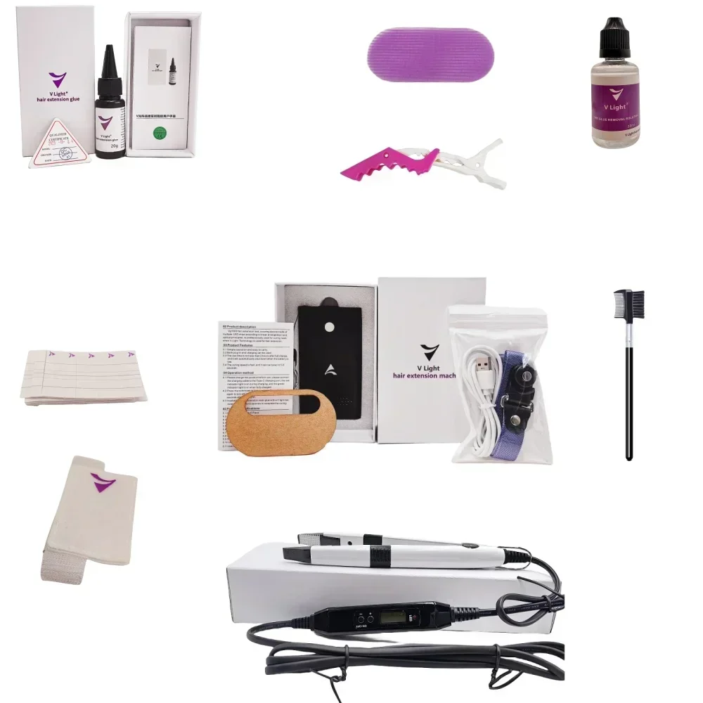 V-Light Technology Hair Extension Set Wig Hairs Piece Real Hairs Fast Grafting Tool Firm and Traceless tape Hair-Extension Tools