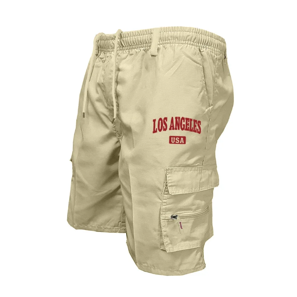 Outdoor Cargo-Shorts, Herren-Overall, Shorts mit elastischem Bund, Radlerhose, Shorts mit mehreren Taschen, lockere Arbeitshose, Strand- und Sportshorts, bedruckte Hose. – Detail 3