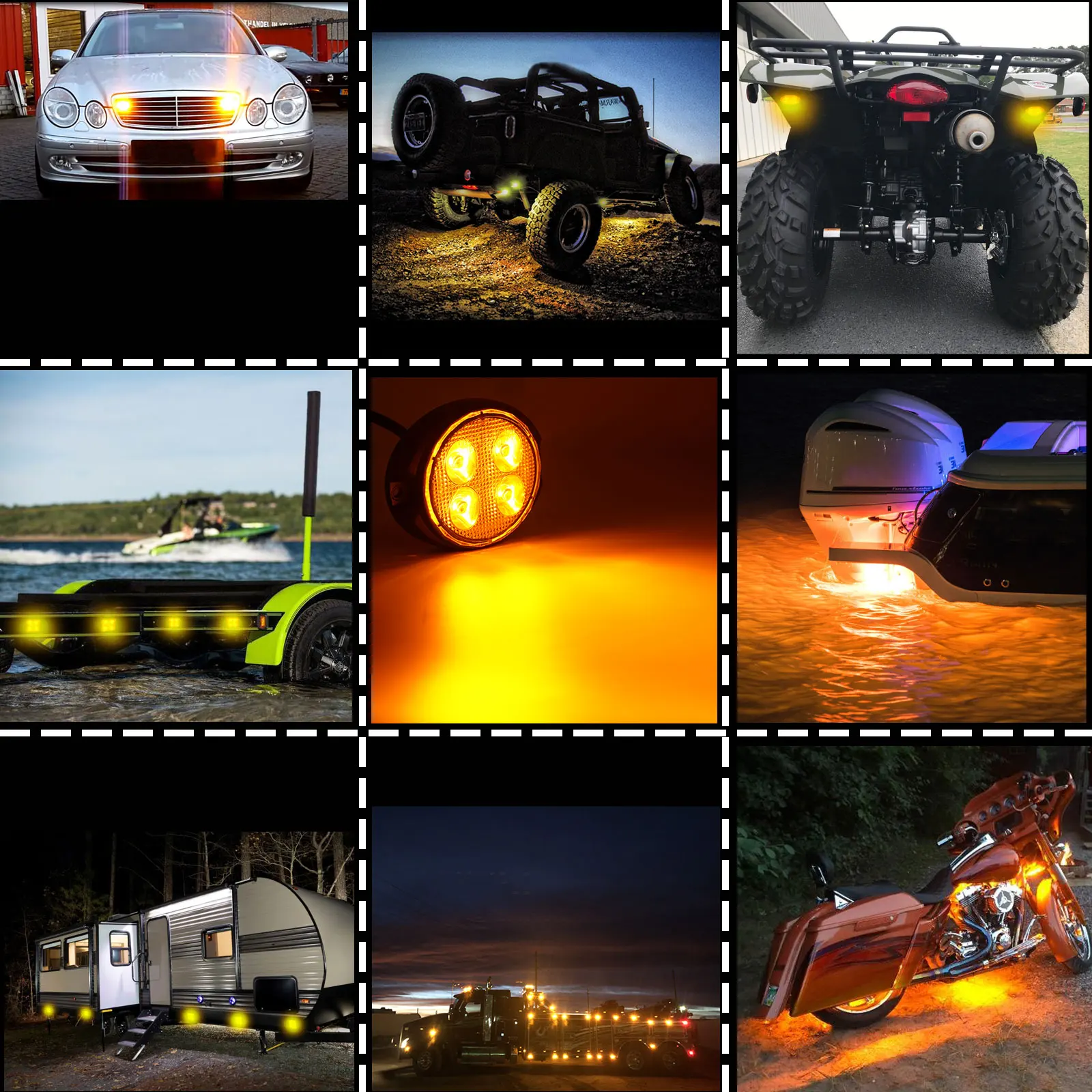 LED Strobe Light Sync Amber Grille Lamp Hazard Warning Flashing Caution Light for Vehicles Off Road SUV Trucks Trailer Boat