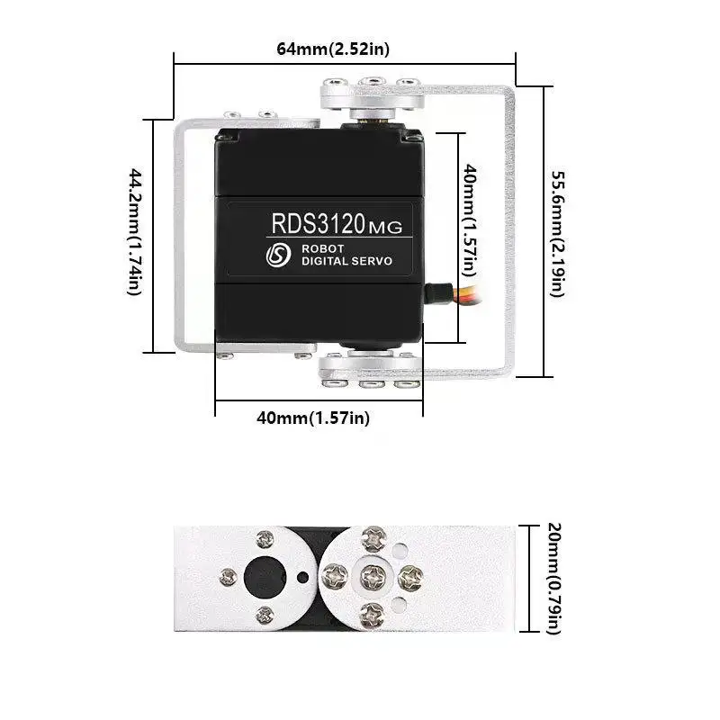 20kg.cm Digitale RDS3120 Servo 6V 180/270 Graden Metal Gear Motor Met U Montagebeugel DIY Onderdelen voor Robotic Auto Vrachtwagen Model