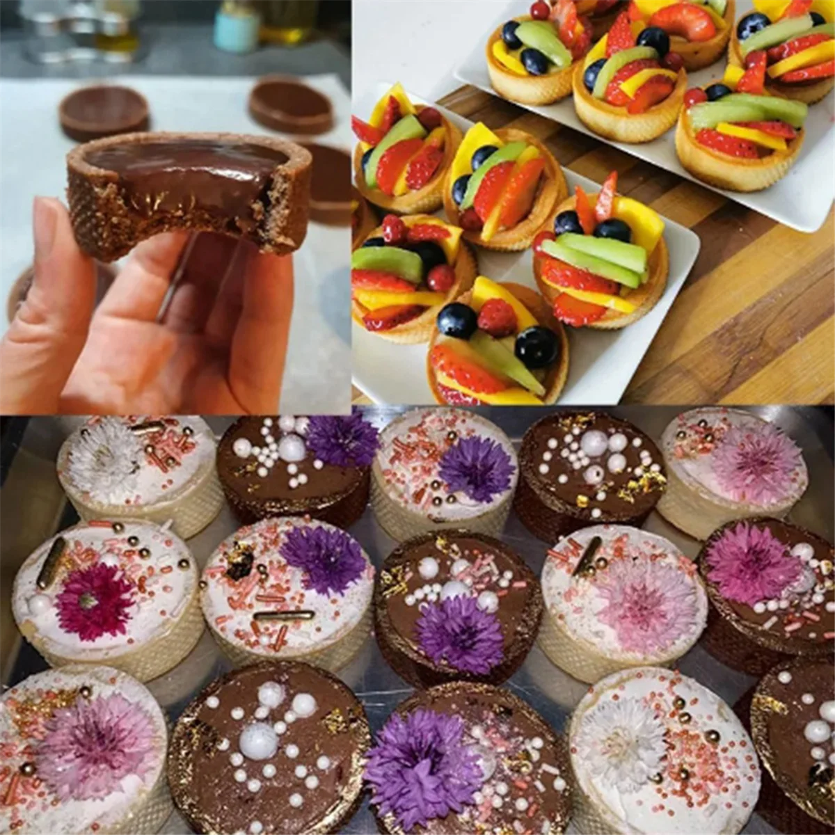 2 Moules à Tartelettes En Bois Naturel - Ustensile Pâtisserie Pour Tartelettes Et Muffins