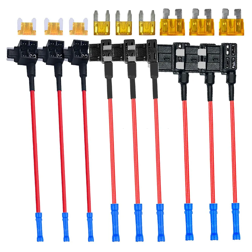 Professional 3 Types Add-A-Circuit Adapter & Fuse Kit - Fuse Tap Fuse Holder With Fuse For Cars Trucks Boats