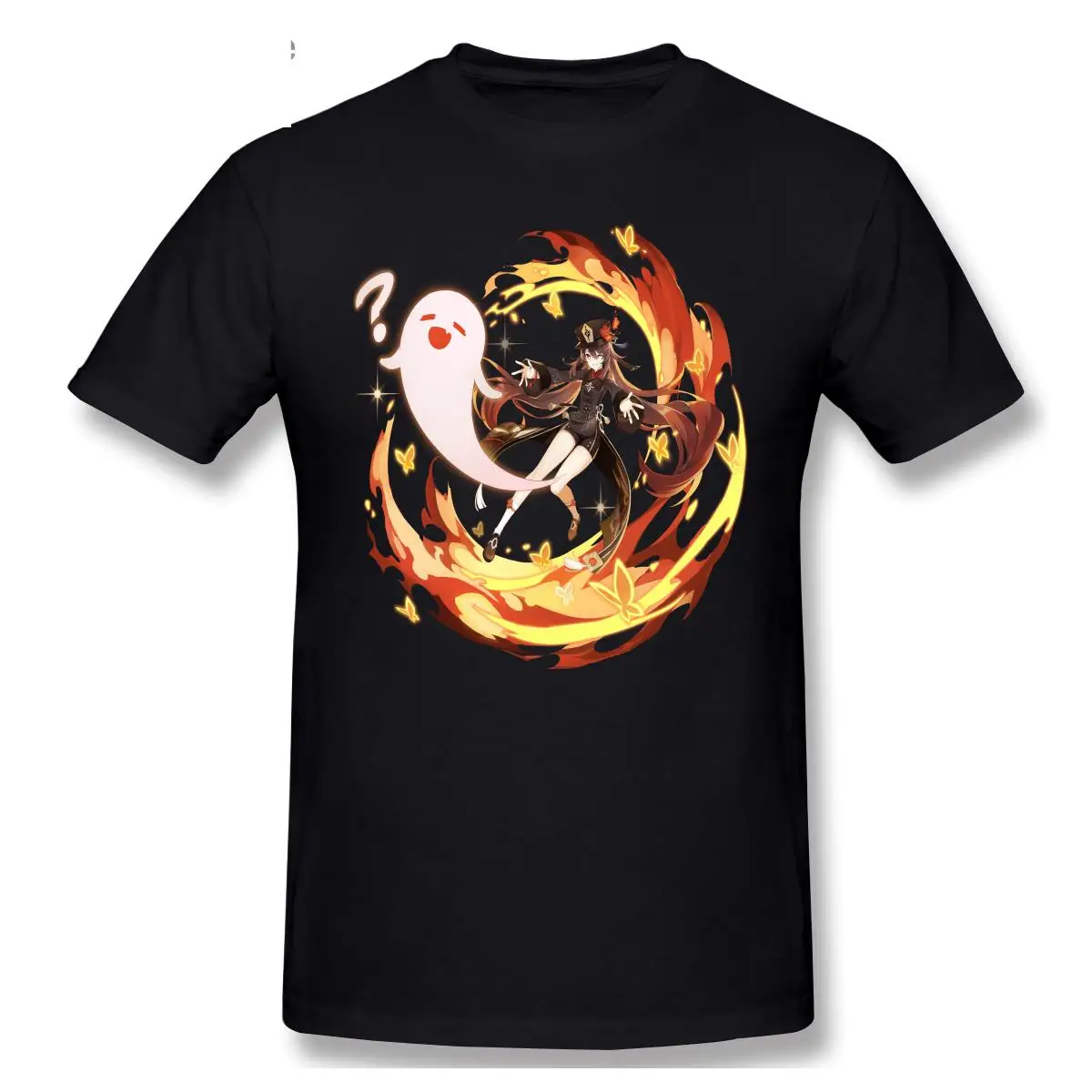 Hu Tao Quick Genshin Impact Casual Men's T-Shirt Pure Cotton Long Sleeve Thickened Autumn Wear Daily Ultra Slim Fit 3D Print