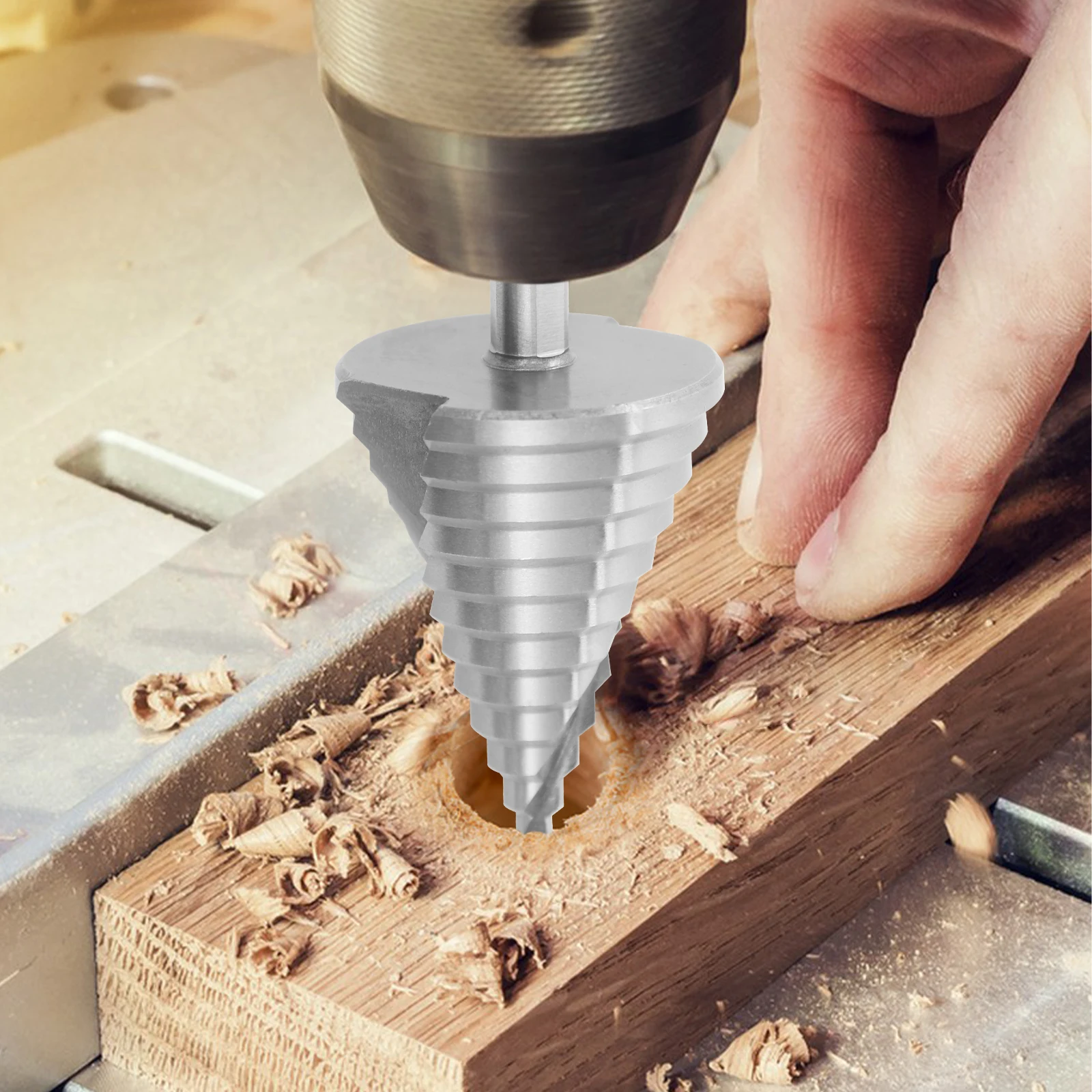 6 mm-60 mm HSS-Titan-Kegelbohrer, Schnellarbeitsstahl-Bohrkegel, Schrittbohrer, 12 Stufen, für Metall, Holz, Kunststoff – Detail 1