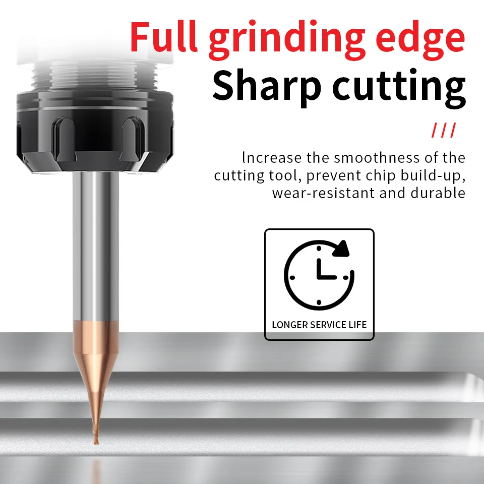 HRC55 Micro End Mill 4mm Shank Tungsten Carbide Mini Milling Cutter 2F Router Bit Cnc Machine Tools 0.2 0.3 0.4 0.5 0.6 0.8mm