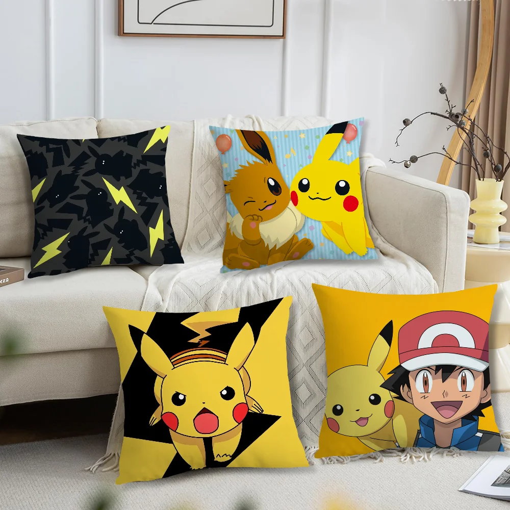 MINISO Cartoon Pillow Case Sofa Living Room Bedroom Headboard Backrest Cushion Square Cushion P-Pikachus-ES Cool Nap Time