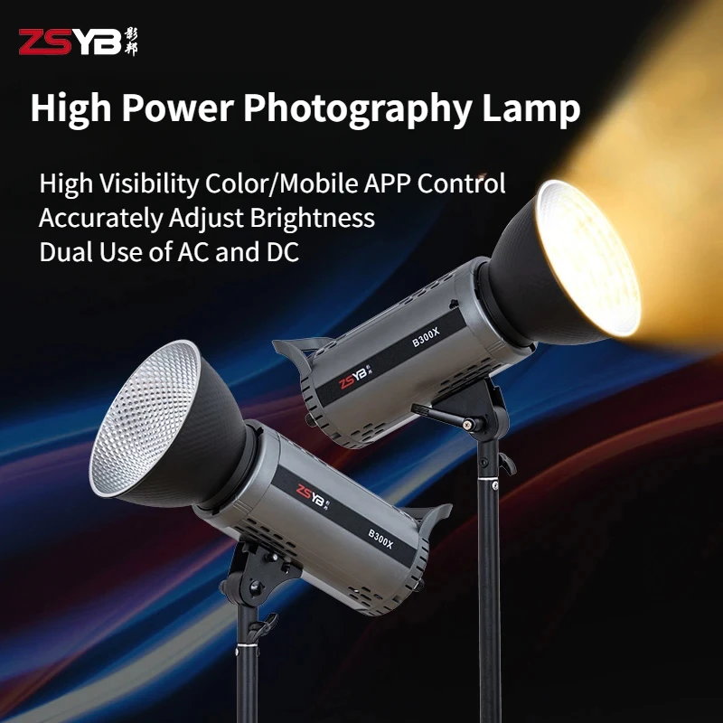 ZSYB B300X Photography Fill Light 3200K-5600K Dual-color RGB LED Video Soft Light APP Control Studio Portrait Photo Camera Light