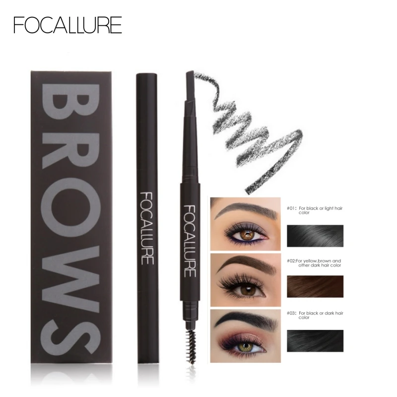 Wholesale FOCALLURE 3 Colors Eyebrow Pencil Precise Brow Eyeliner Long Lasting Waterproof Blonde Brown Eye Brow Makeup Cosmetics