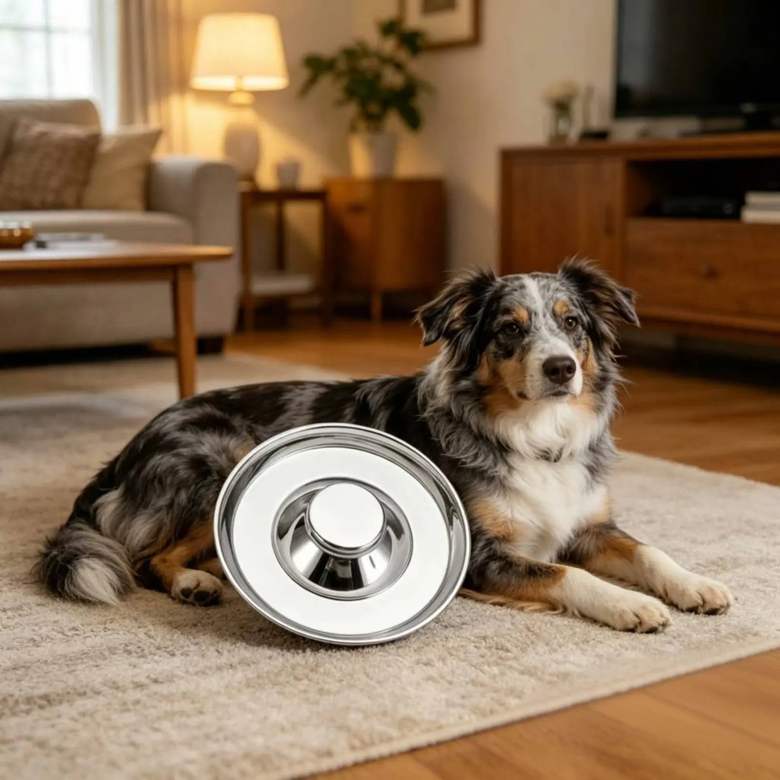 

Anti-Gulping Feline Platter Easy to Clean Slow Feeding Dish Pet Bowl Stainless Steel Dog Dish Tip-Resistant Multi-Pet Food Bowl