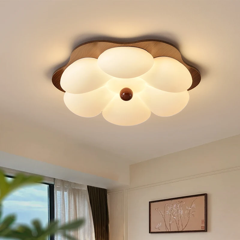 خمر الجوز الملونة زهرة غرفة نوم مصابيح السقف القرون الوسطى نمط غرفة الأطفال الطيف الكامل حماية العين تركيبة إضاءة