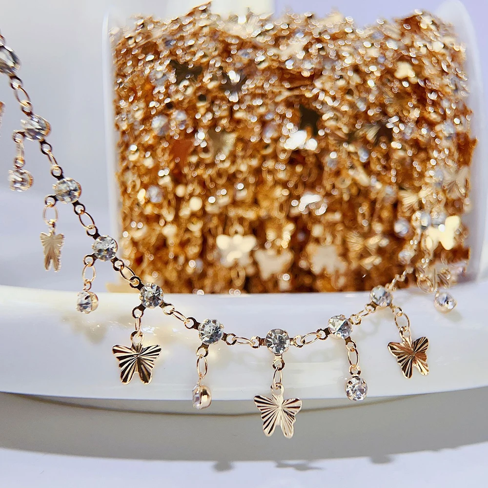 0,5 m1m Druck Stern Strass Kupfer kette hand gefertigte Armband Halskette Kleidung passende Kette für DIY Schmuck herstellung Lieferungen – Detail 10