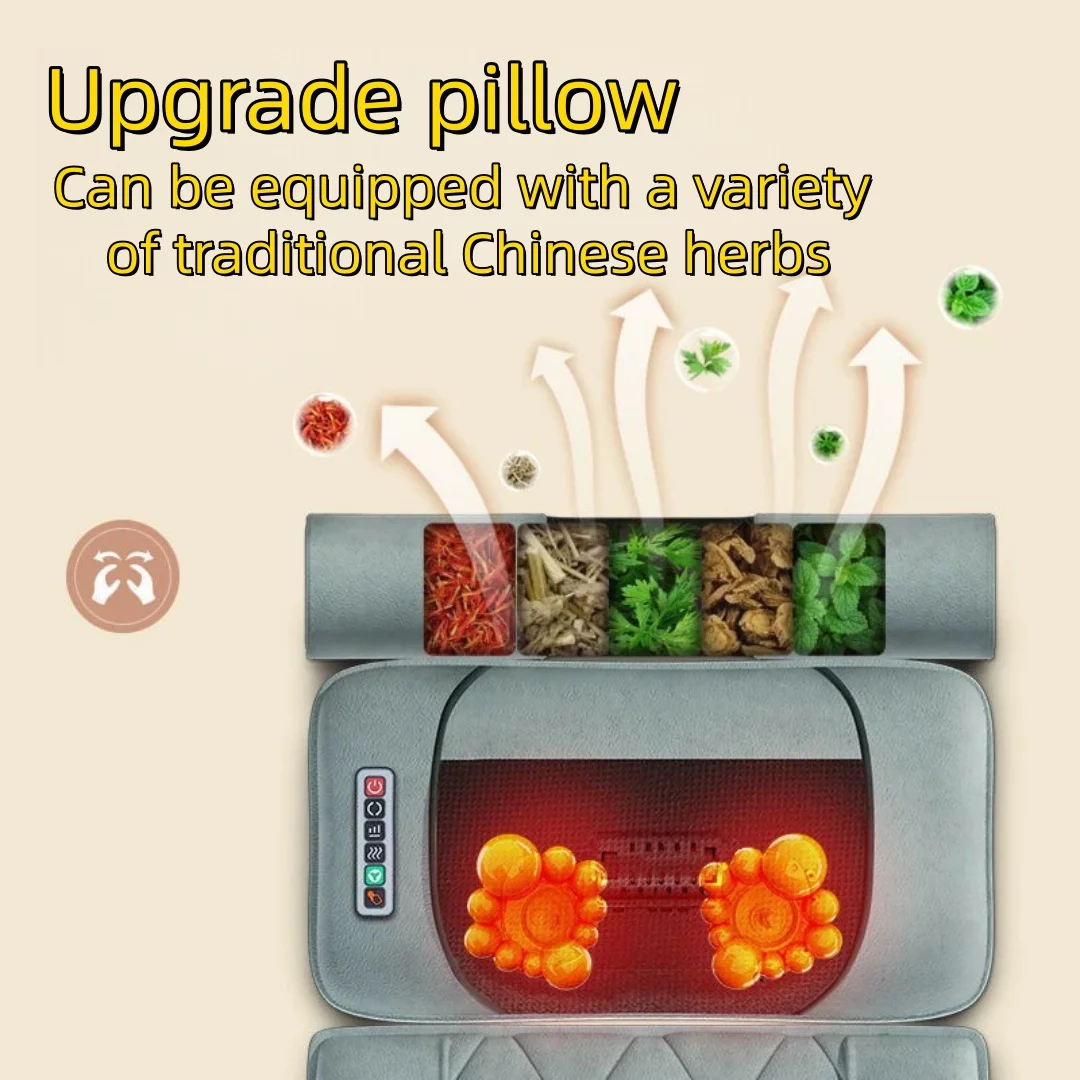 بساط تدليك للعلاج الحراري للأكتاف والرقبة والظهر، وسادة تدليك منزلية متعددة الوظائف