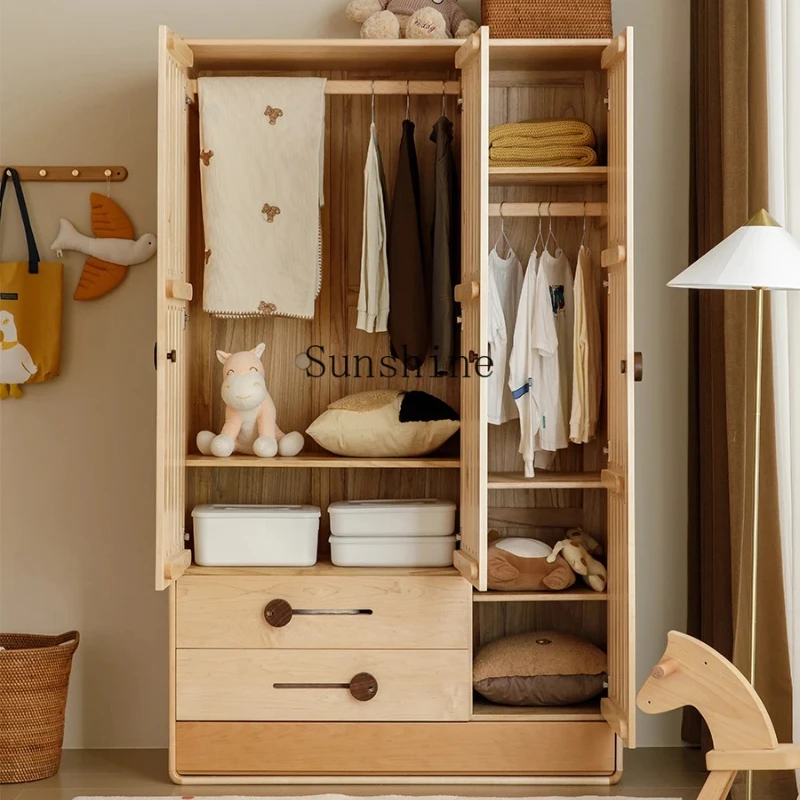 

Opposite door solid wood wardrobe children's bedroom simple side cabinet