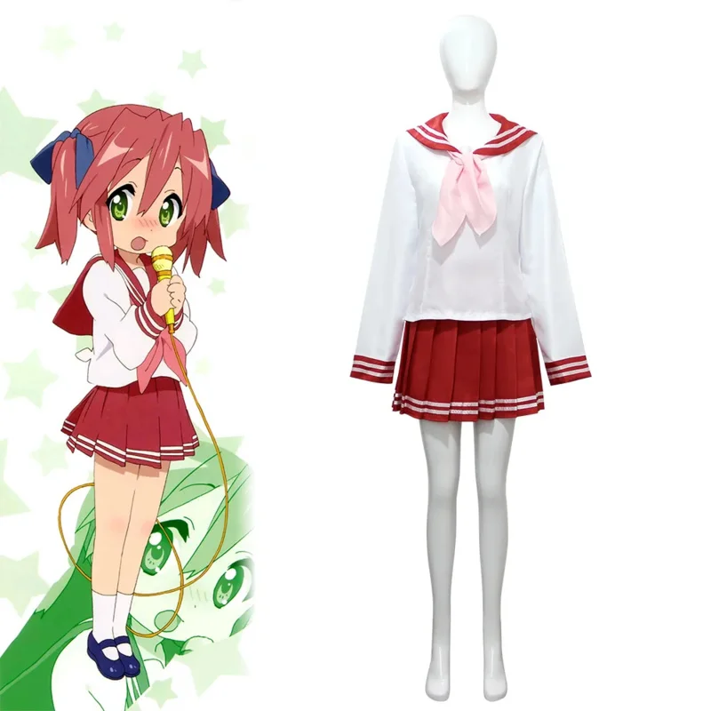 Lucky Star Konata Izumi Hiiragi Kagami Hiiragi Tsukasa cosplay costume wig JK uniform sailor suits