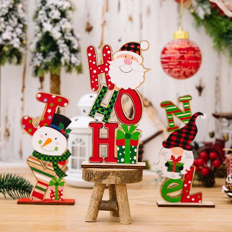 

1pcs Santa Claus Gnome Snowman Wooden Ornaments Christmas Table Top Sign Christmas Gift Home Table Decor 2025 Navidad New Year