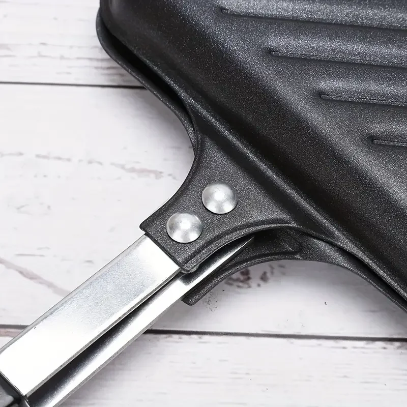 صانعة بانيني للتخييم غير لاصقة بمقبض، مقلاة مزدوجة الجوانب قابلة للفصل، مقلاة ساندويتش مشوية #5