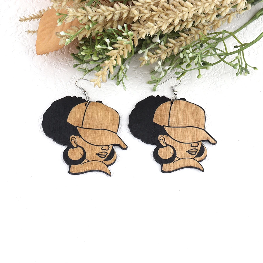 Newest Girl AFRO wooden earrings