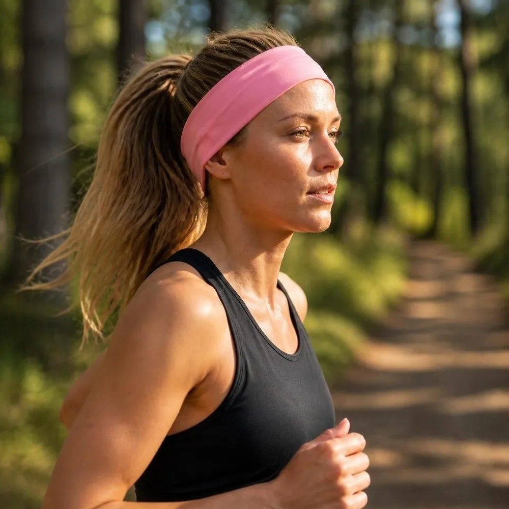 Solid Color Sports Headbands Elastic Stretch Non-Slip Grip Fitness Hair Bands Wide Width Hair Fixing Hole Yoga Headbands