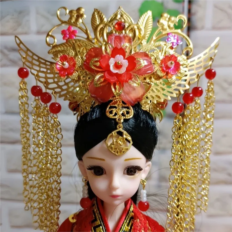 Couvre-chef de poupée Vintage créatif, 30cm, épingle à cheveux originale faite à la main, accessoires de coiffure de poupée de Style chinois ancien, 2025 LI073