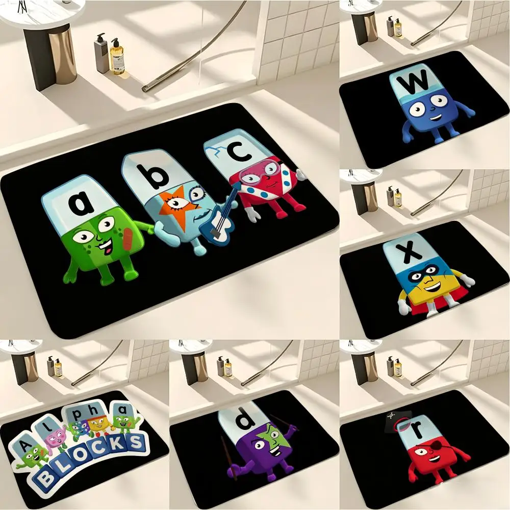 Hit Anime A-Alphablocks Floor Mat Absorbent Floor Mat Non-Slip Entrance Rug for Bathrooms Restrooms and Toilets