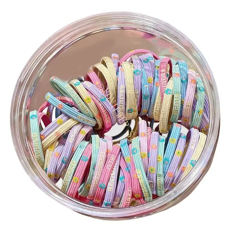 Accessori colorati per coda cavallo flessibili e qualità, stile tessuto spesso, anelli per capelli senza danni, D08E