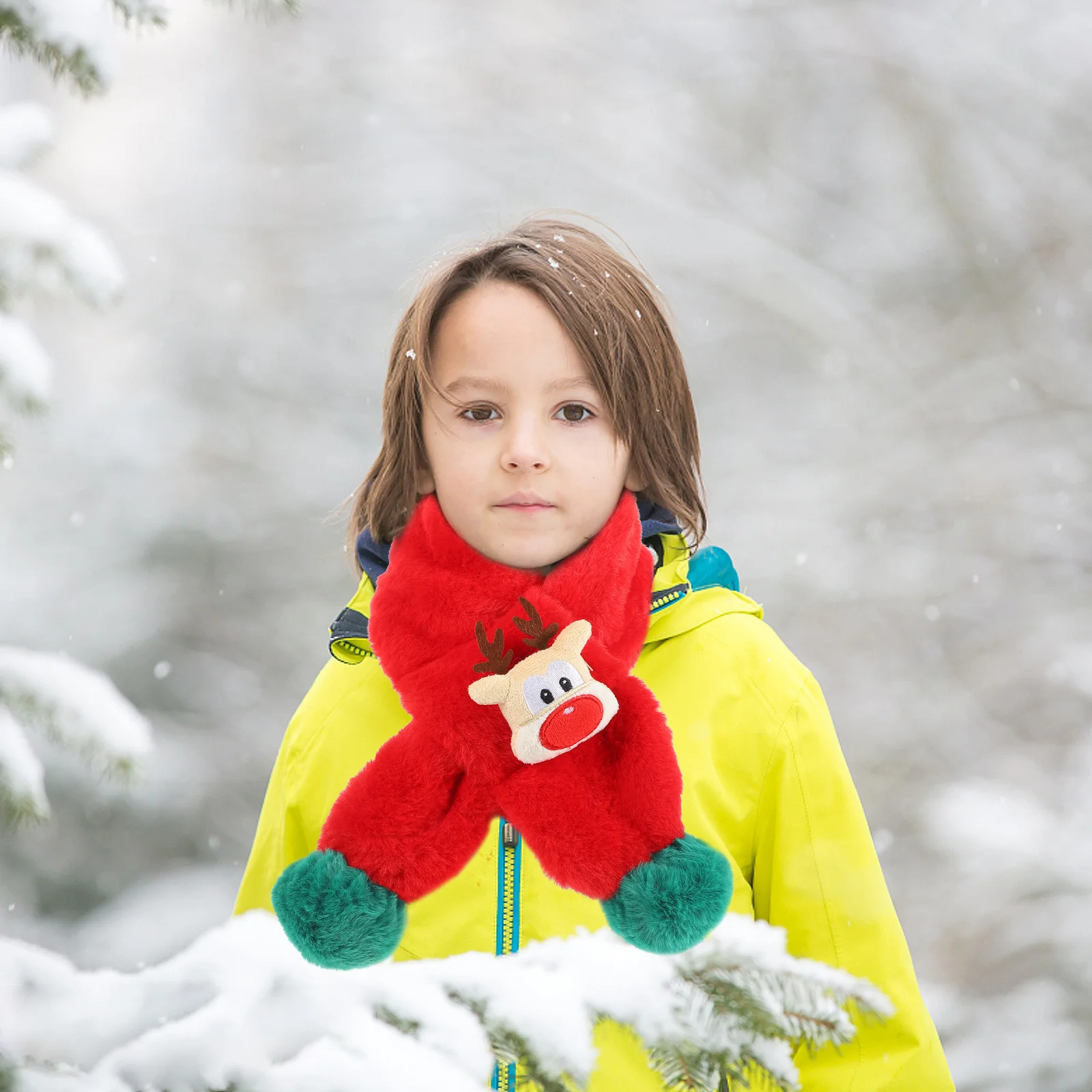 

1pc Kids Scarf For Christmas Children Neckerchief Warm Winter Holiday Party Gift Stretchy Cartoon Design Thick Xmas Scarves