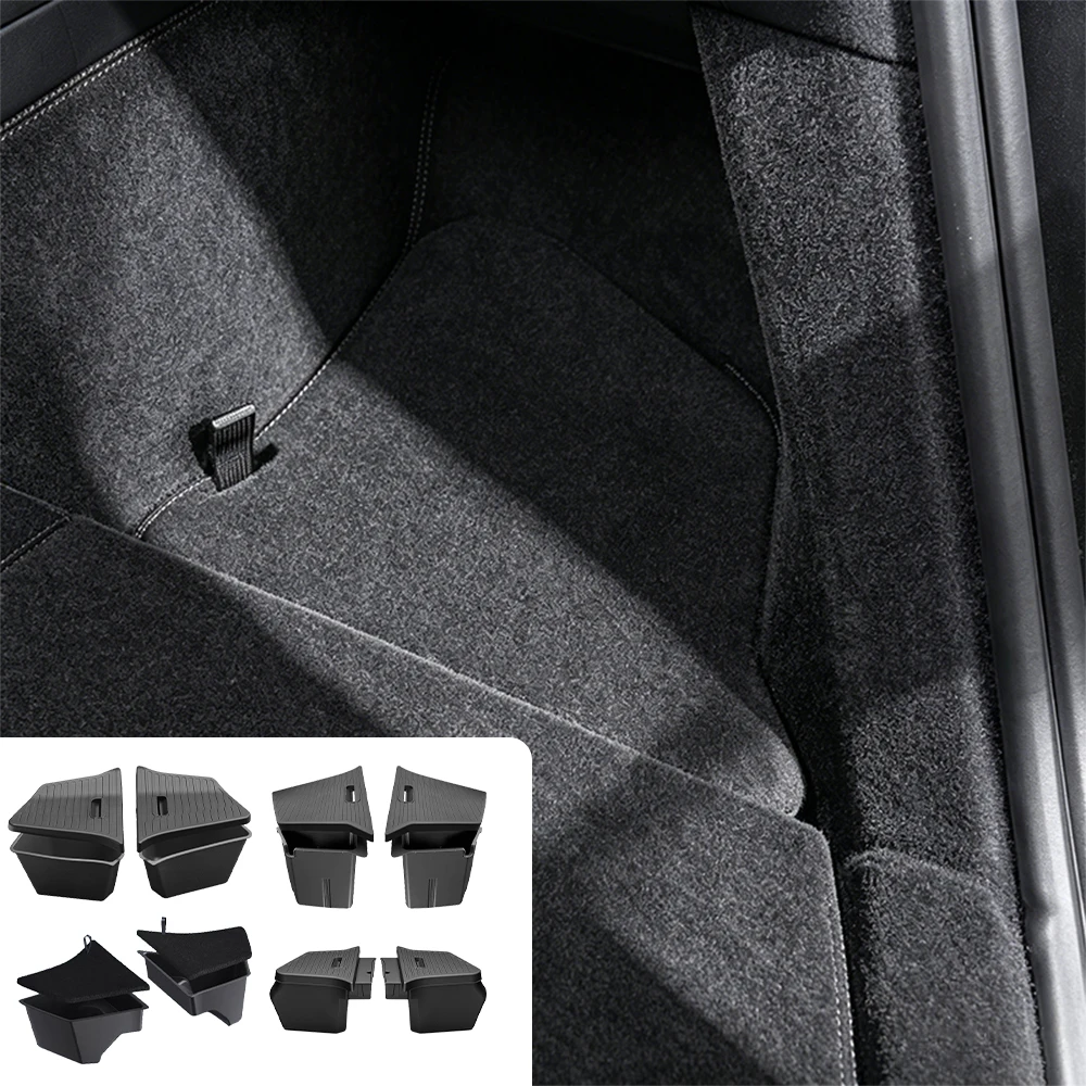 For Tesla Model 3 Highland Model Y Juniper Model Y 21-24 Car Rear Trunk Side Storage Box Organizer Plate Interior Accessories