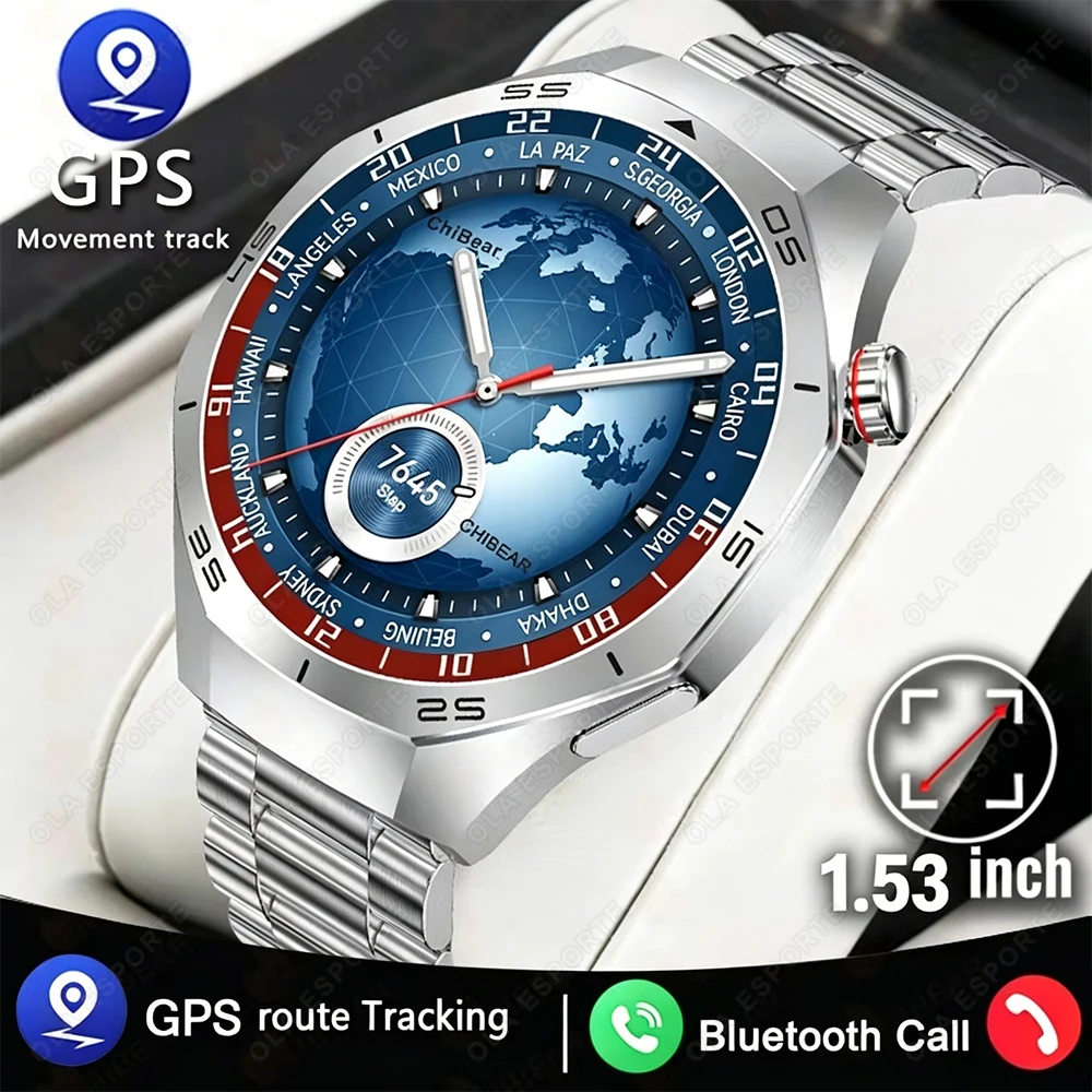 Watch5 Pro Smartwatch für Herren und Damen 1,53-Zoll HD-Bildschirm GPS Bewegungsverfolgung BT-Anruf Herzfrequenzmessung Wasserdichte Smartwatch Herren 2026 Neu HW12