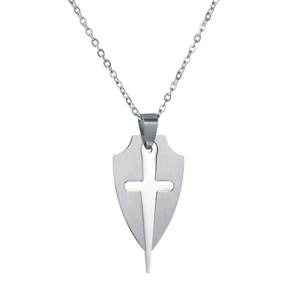 Fashion Christian Jesus Single Scripture Crosses Necklace Stainless Steel Silvery Prayer Choker Cross Pendants For Men Colar