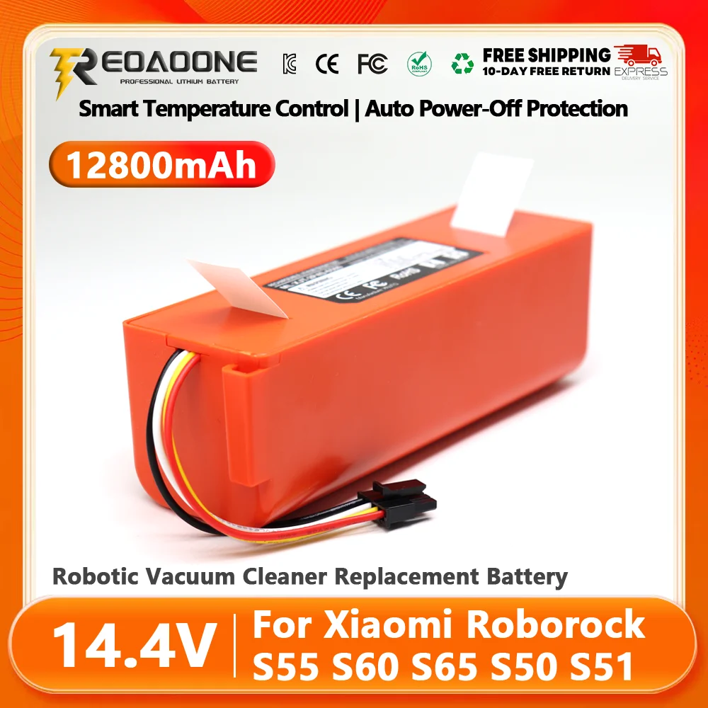 

14.4V Robot Vacuum Cleaner battery for Xiaomi Roborock S50 Replacement Battery S51 S52 S53 S55 S60 S4 S5 Series - Long Lasting