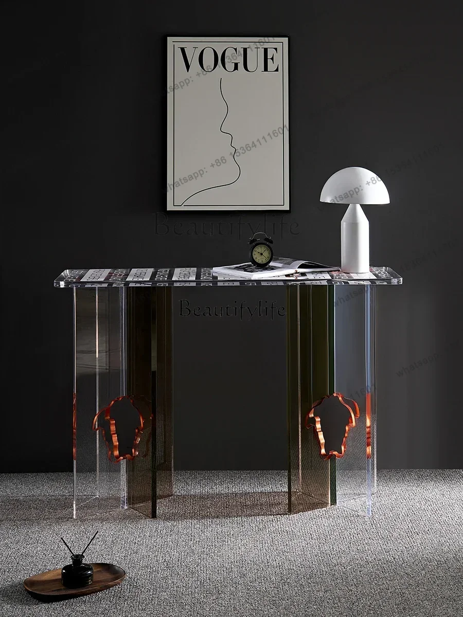 JJ Italian minimalist entrance table light luxury foyer decoration villa acrylic entrance table