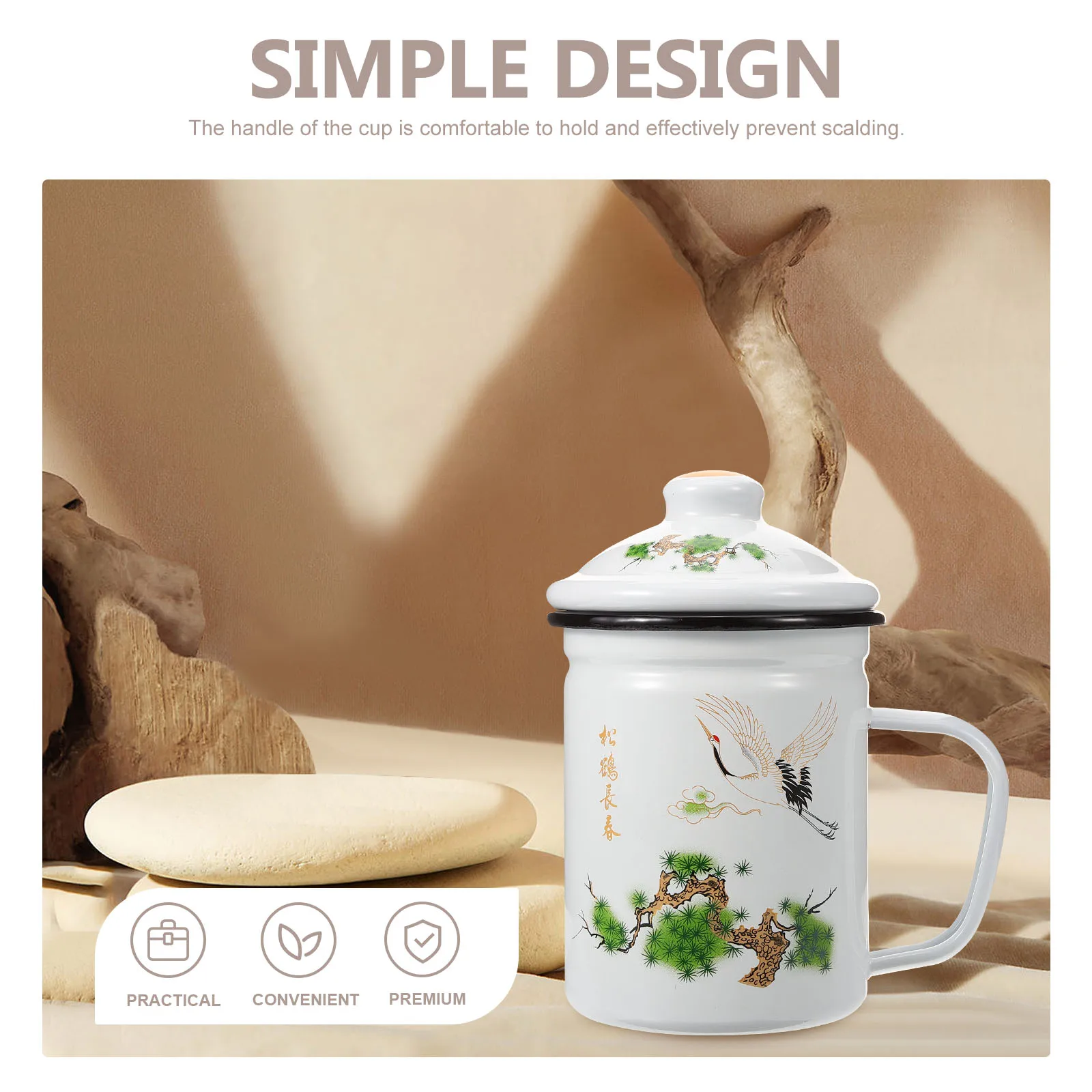 

Tea Leak Enamel Cup 9cm Yellow Handle Mug with Filter for Home Office Vintage Water Glass Ceramic Drinking