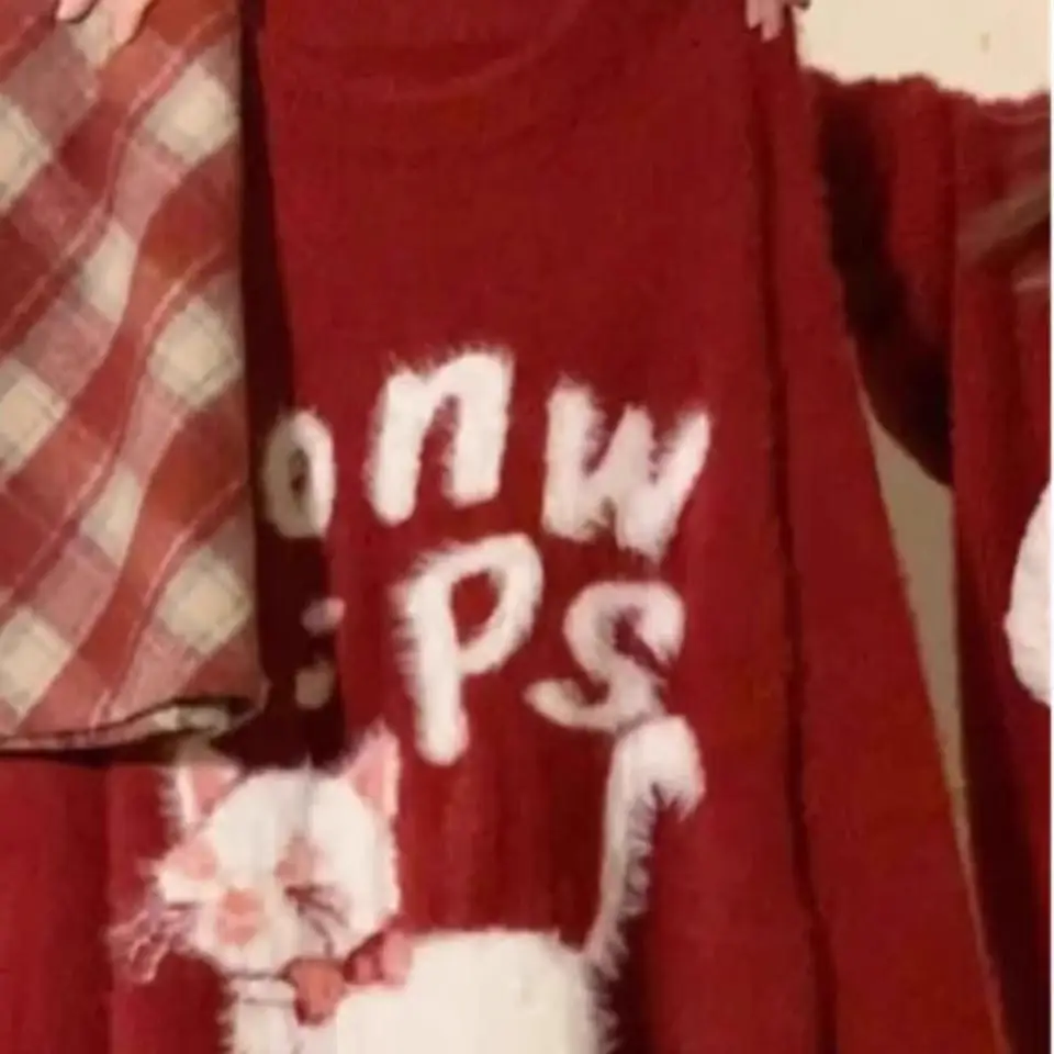 سترة نسائية محبوكة مبطنة باللون الأحمر من Fce سترة شتوية بطبقة أساسية تي شيرت لطلاب المدارس الثانوية الصغار...