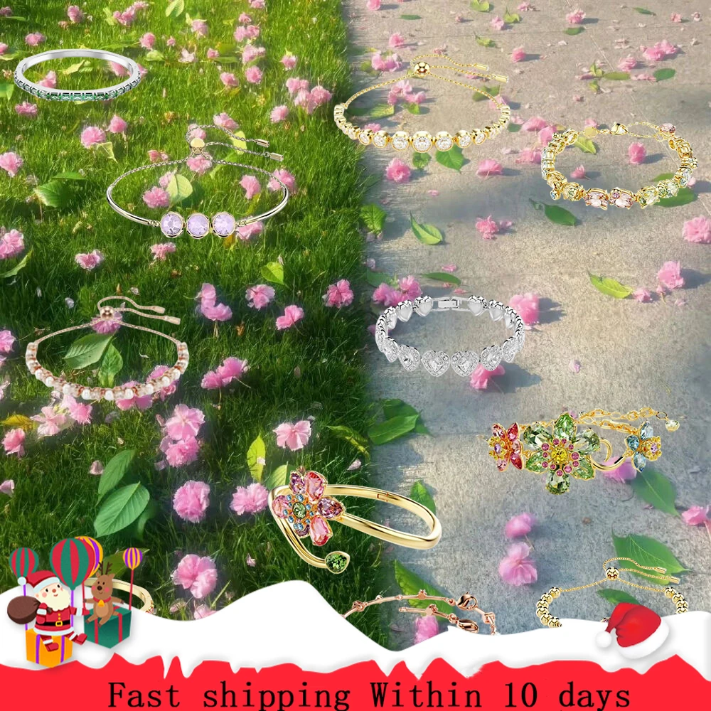 

New hot selling diamond inlaid triangle pink crystal jewelry accessories flower crystal high-quality gold bracelet