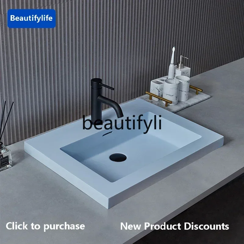 Hot sales  Morandi sea blue semi-embedded face wash hand basin thin edge personalized basin
