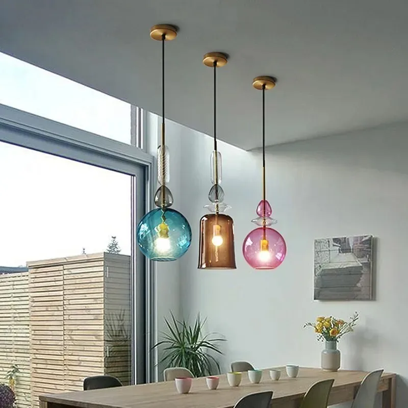 Nordic colorful glass pendant light designer macaron cute lamp Living Room Hanging Lamp Indoor Dinning Room bedroom room lights