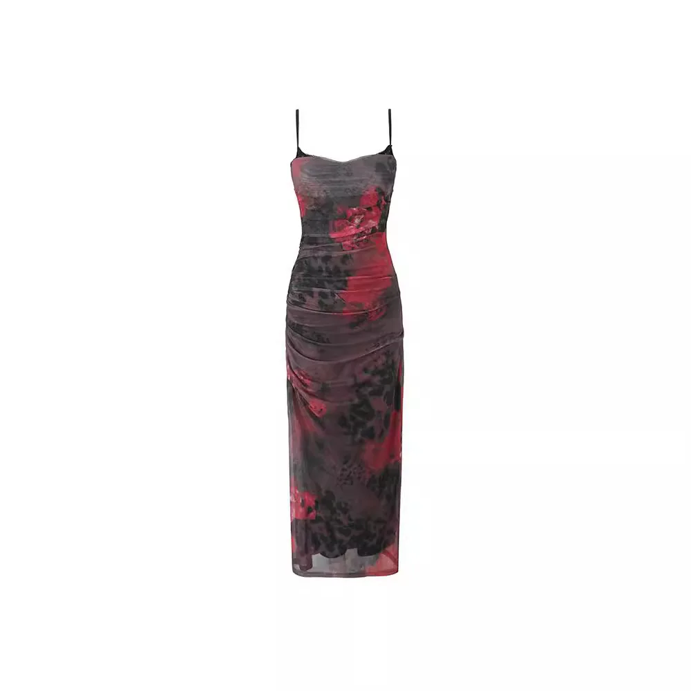 

Townlike Elegant Split Print Long Maxi Dress Women Spaghetti Strap 2024 Summer Dress Nightclub Sexy Party Slim Dresses