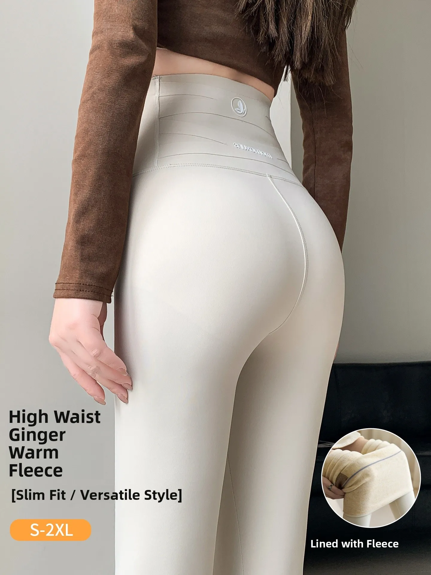 

High Waist Fce Lined ark Skin Yoga Pants Women's Slimming Autumn Winter Thiened Lamb Fur Warm Base Layer Pants