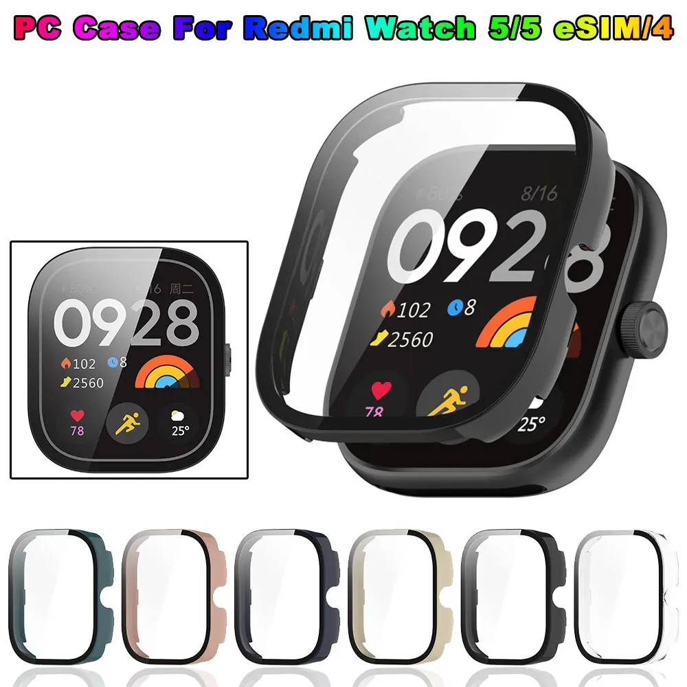 Xiaomi Redmi Watch 5/4用PCケース 強化ガラス製傷防止フィルム バンパー保護カバー Redmi Watch5 eSIM用ガラスフィルム