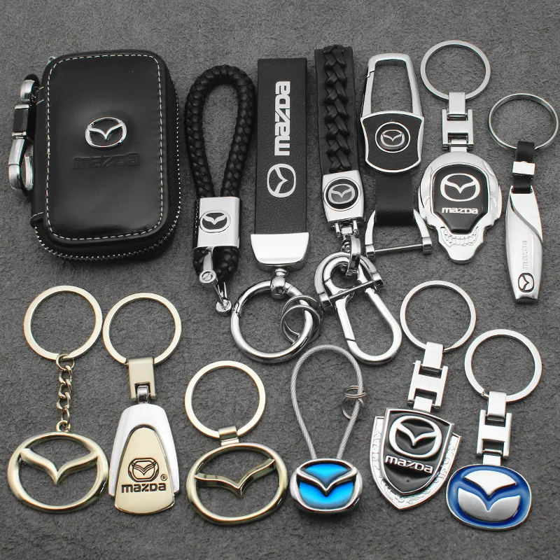 3D Metal Leather Car Styling Keychain Key Chain Ring Accessories For Mazda 2 3 5 6 CX5 CX9 CX7 CX4 CX3 CX30 MX5 MX3 BK NC ER GH