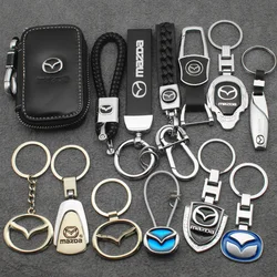 For Mazda 3 6 Atenza Axela Demio CX3 CX5 RX8 Auto Accessories 3D Metal/Leather Car Keychain Key Chain Ring Storage Bag Key Case