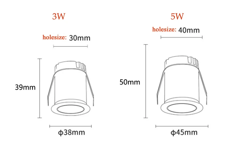 Small Spot Light  1W 3w  Mini LED Spotlight  30mm Cutout Recessed Downlight  Ceiling Lamp Showcase Display Lighting