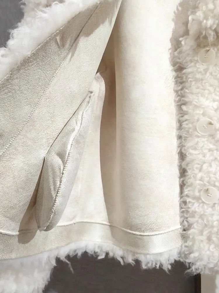 حار بيع النساء الشتاء الصوف الخالص التلبيب سترة قصيرة مريحة واحدة الصدر ملابس خارجية سميكة فضفاضة مكتب السيدات معاطف عادية