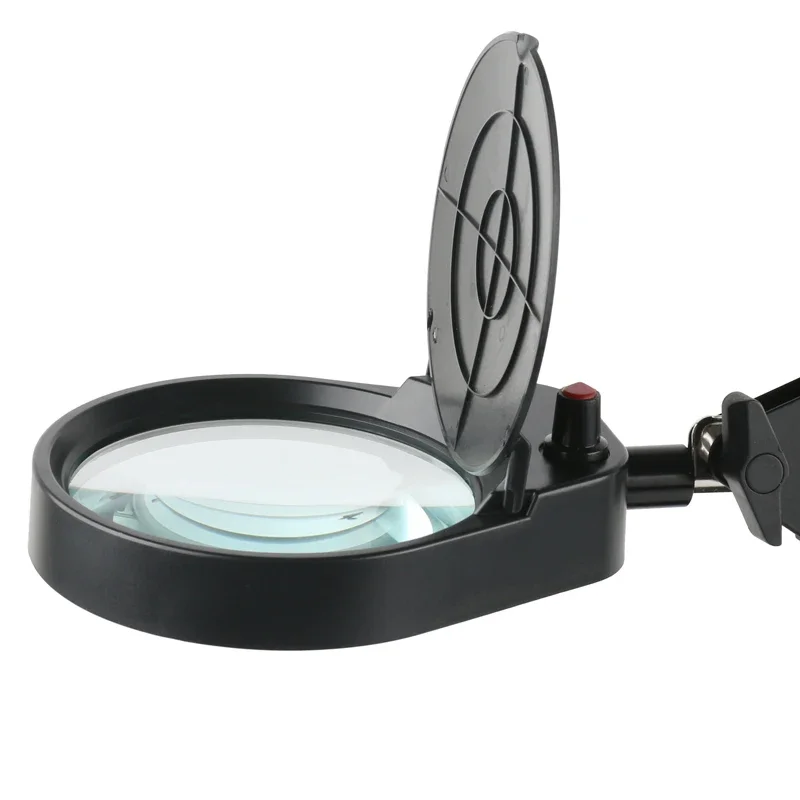 Clip Metal Cantilever Bracket With Lighted 10X Magnifying Glass Magnifier Adjustable Boom Table Working Stand 95mm 120mm