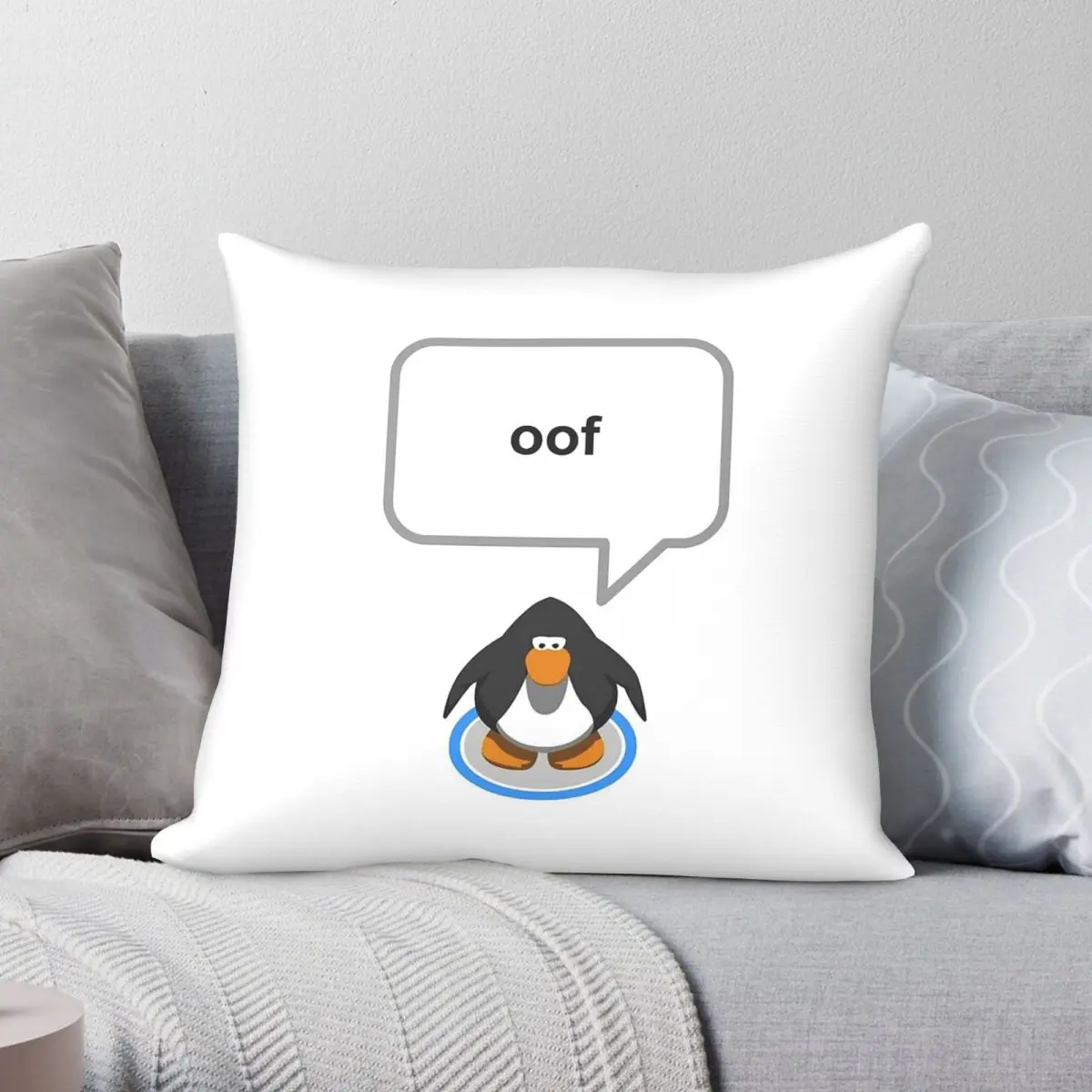 Club Penguin Penguin Of The Week Oof Square Pillowcase Polyester Linen Velvet Pattern Zip Decorative Room Cushion Cover