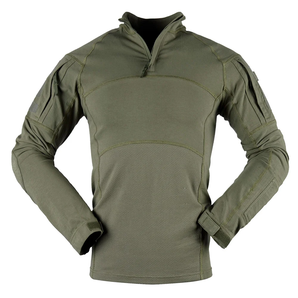 

Knitted Shirt LS Long Sleeve Strech Army Green Cotton Tactical Combat For Men