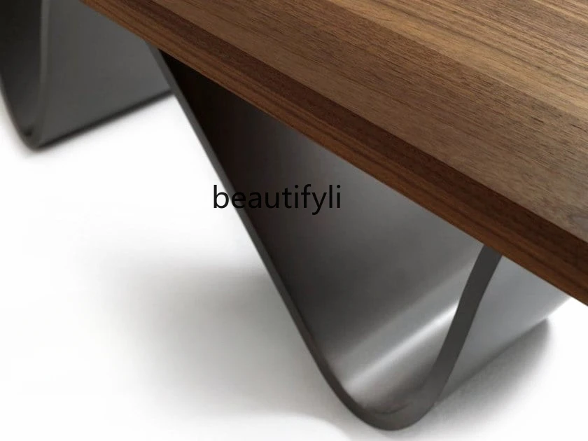 Modern Stainless Steel Random Pattern Solid Wood Large Board Computer Desk Office Hotel Conference Table