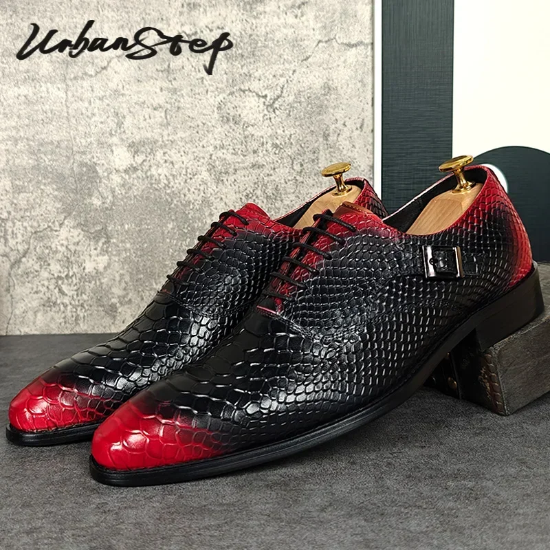 

Luxury Men's Oxford Dress Shoes Snake Prints Formal Men Casual Shoes Black Monk Loafers Office Wedding Leather Shoes Men