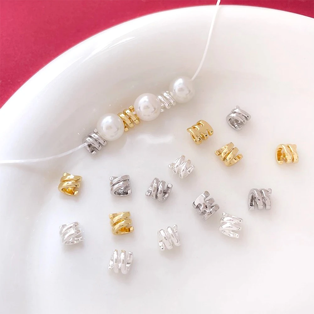 

5 Pieces Brass Plated with Genuine Gold Spring Shaped Hollow Small Spacer Beads DIY Jewelry Making Necklace Bracelet Accessory