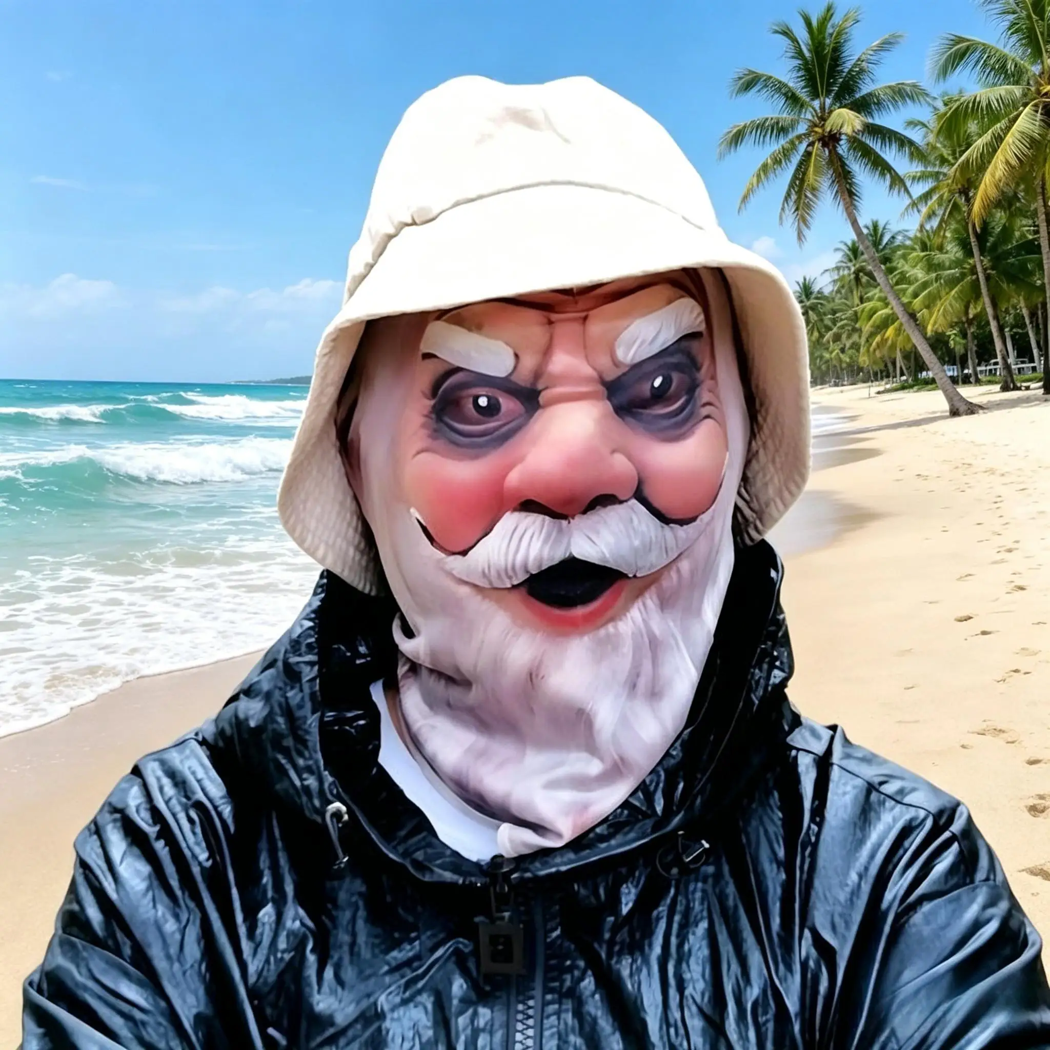 Funny White-Haired Old Man Full-Face Mask — A Prank Essential for Men. Street-style Ready for Indoor or Outdoor Parties